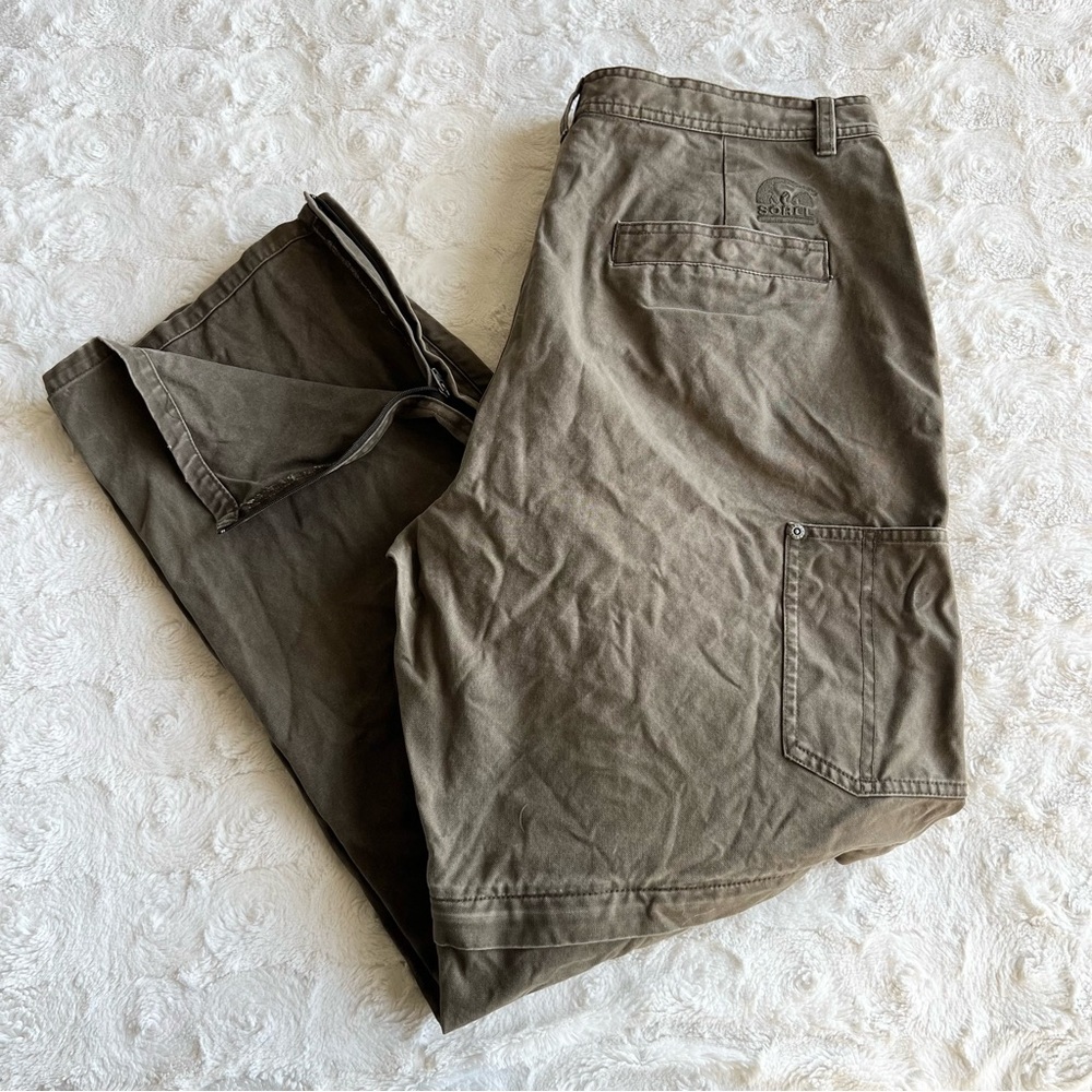 Vintage Sorel Pants Mens 34x30 (Tag 36x30) Brown Canvas Convertible Workwear Zip